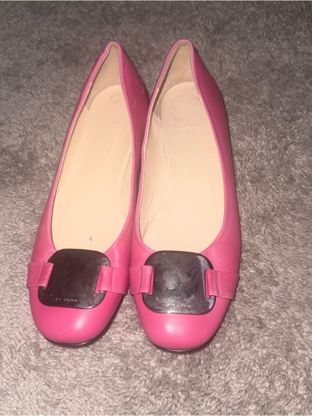 St. John hot pink leather ballet flats Sz. 10.5